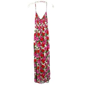 Cupshe Women's Floral Halterneck Smocked Bodice Maxi Beach Dress New
